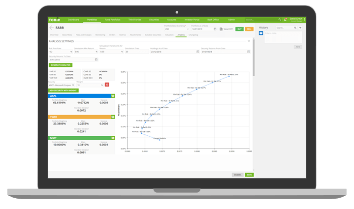 Tonic - Back office - Portfolio analysis - desktop